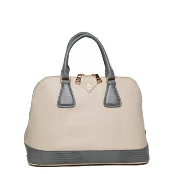 2014 Prada Lizard Leather Two-Handle Bag BL847B white&darkgrey for sale